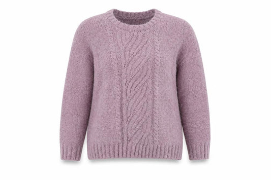 Isle Women’s Purple Cable-Knit Crew Neck Jumper Size M 14-16