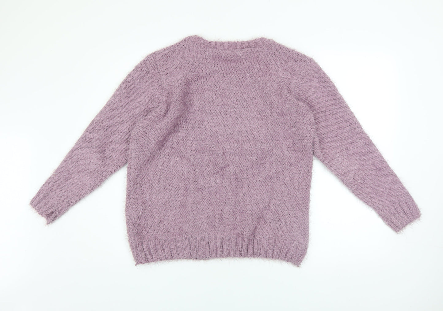 Isle Women’s Purple Cable-Knit Crew Neck Jumper Size M 14-16