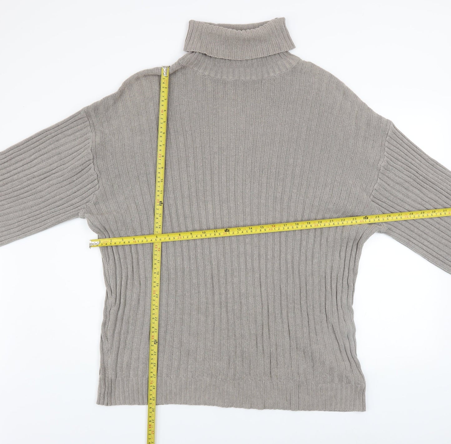 Urban Outfitters Men’s Grey Roll Neck Chunky-Knit Jumper Size L