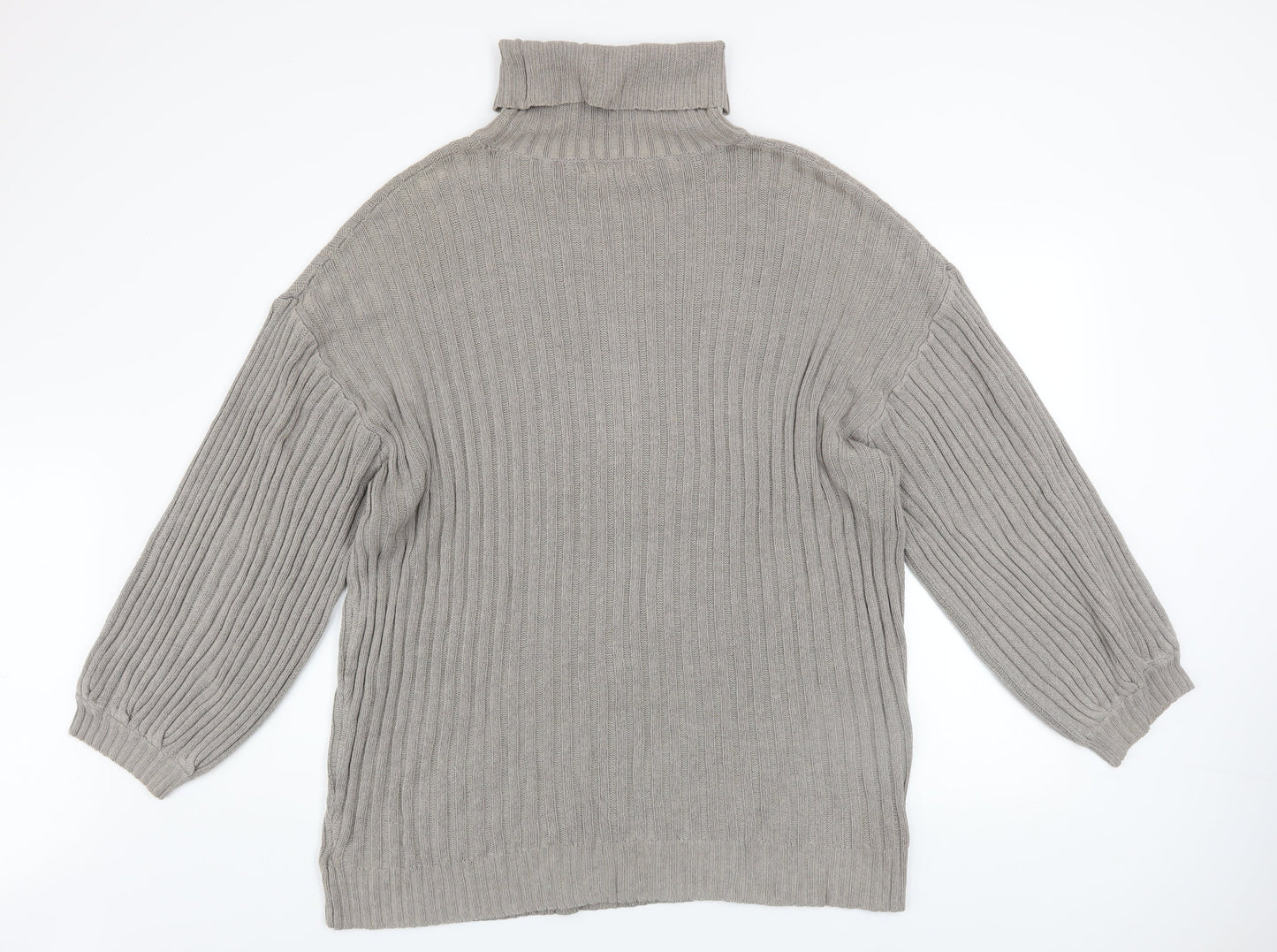 Urban Outfitters Men’s Grey Roll Neck Chunky-Knit Jumper Size L