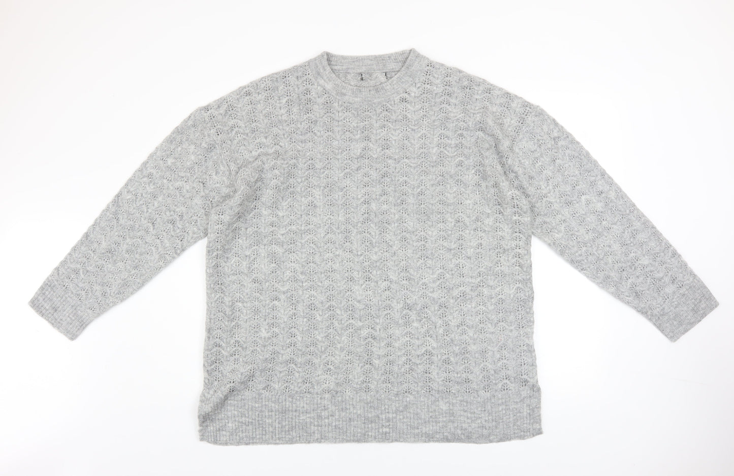 New Look Women’s Grey Open-Knit Crew Neck Jumper XL
