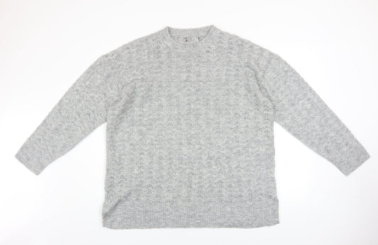 New Look Women’s Grey Open-Knit Crew Neck Jumper XL