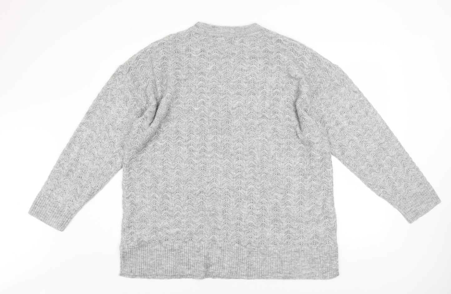 New Look Women’s Grey Open-Knit Crew Neck Jumper XL