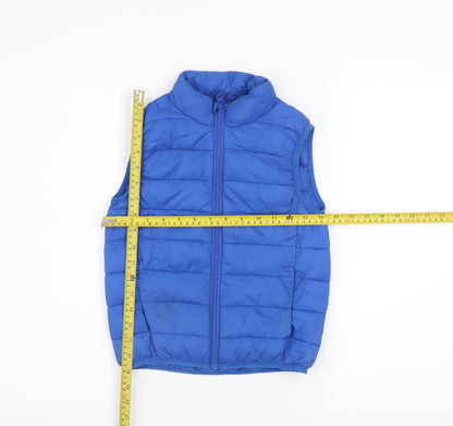 Back view of St Bernard boys’ blue puffer gilet 5-6 years nylon padded waistcoat