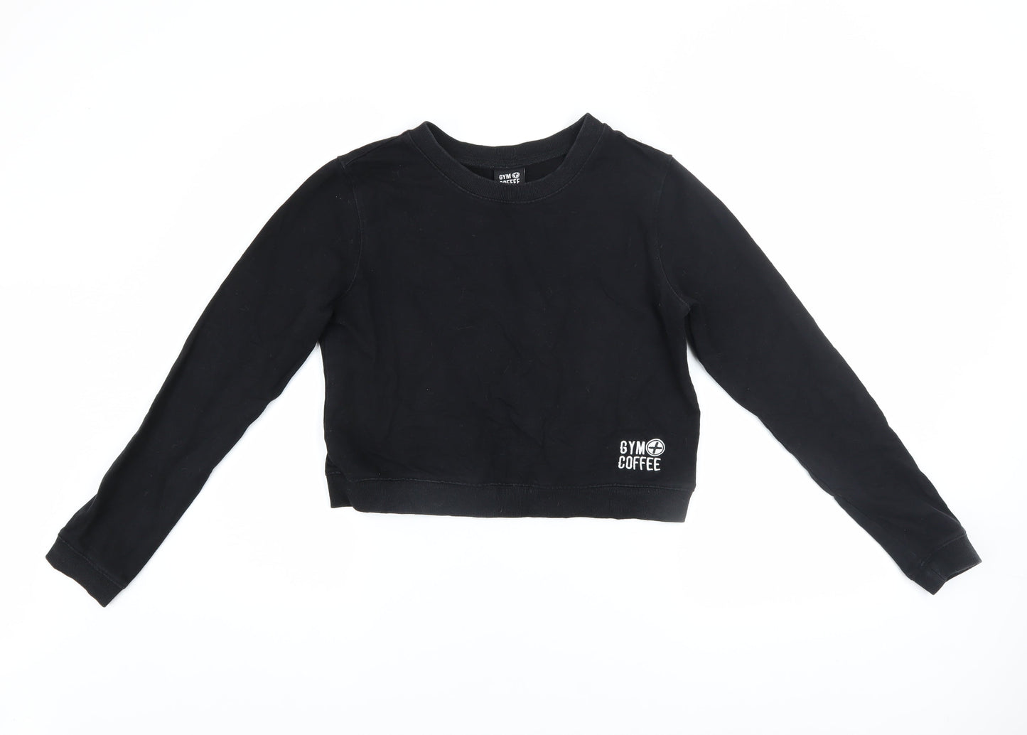 Gym+Coffee Womens Black XS Pullover Sweatshirt Cotton Blend Athleisure