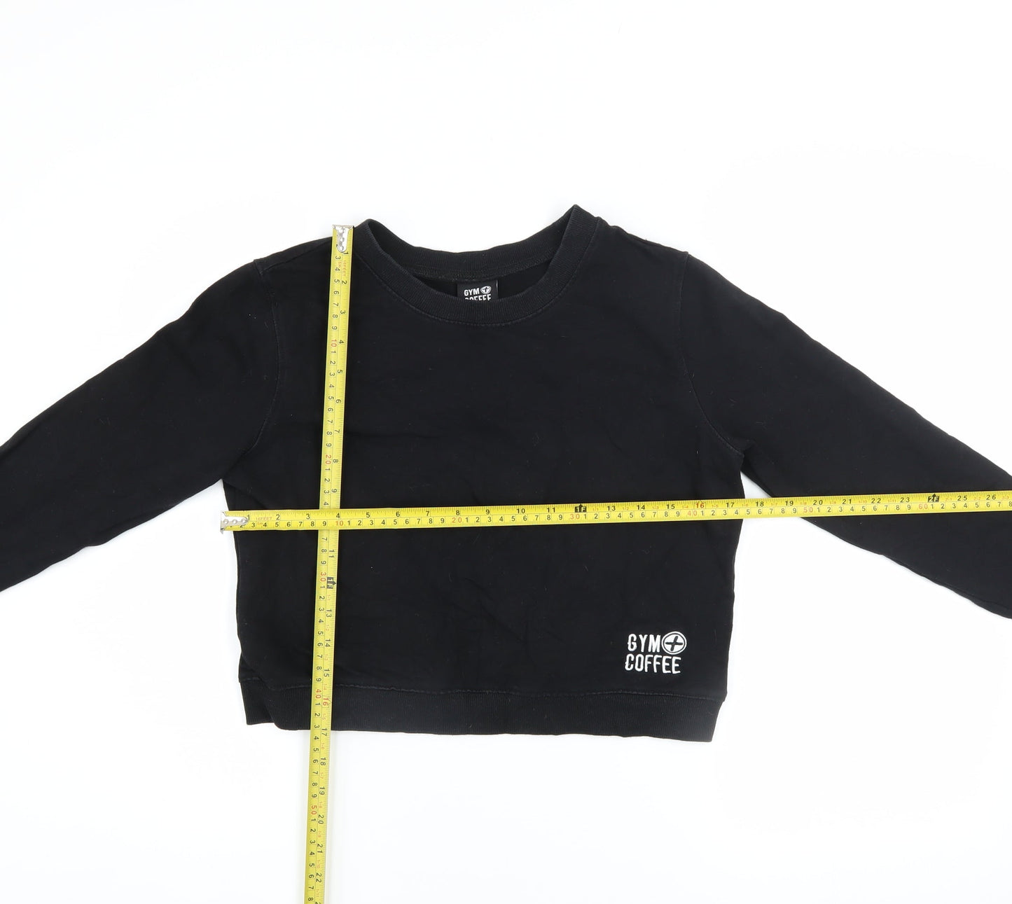 Gym+Coffee Womens Black XS Pullover Sweatshirt Cotton Blend Athleisure