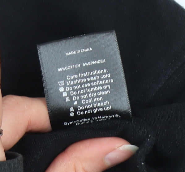 Gym+Coffee Womens Black XS Pullover Sweatshirt Cotton Blend Athleisure