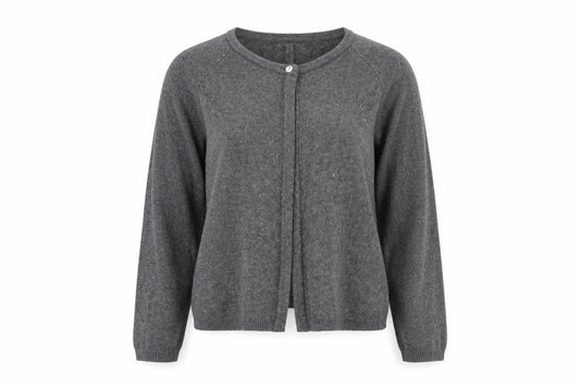 Bartolini Women's Grey Merino Wool Cashmere Blend Cardigan L