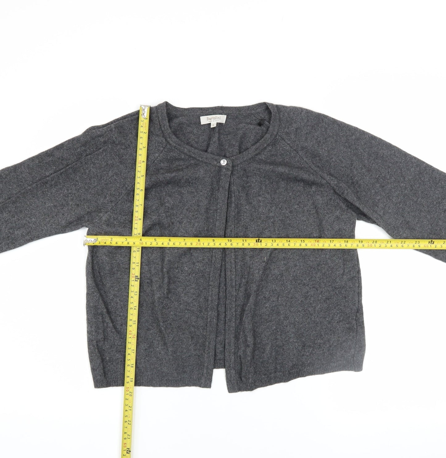 Bartolini Women's Grey Merino Wool Cashmere Blend Cardigan L