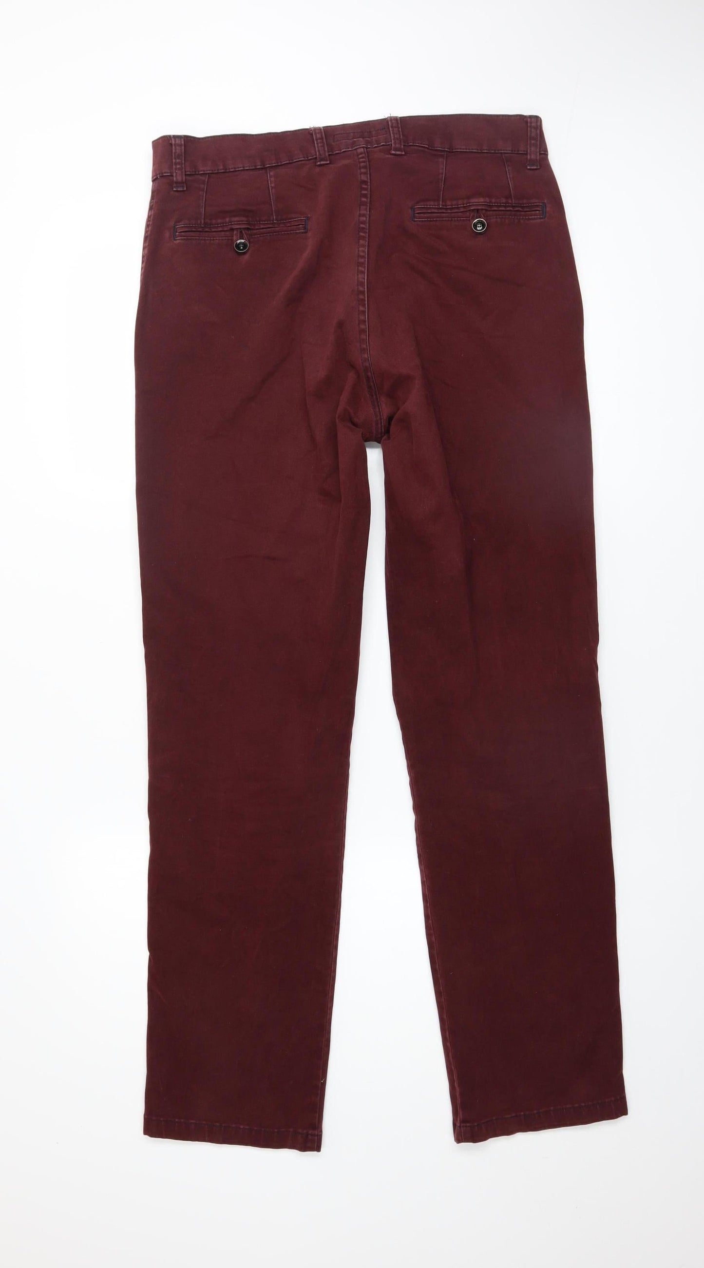 LODD Men’s Burgundy Chino Trousers Size 34 Regular Fit Cotton Blend