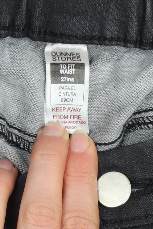 Dunnes Stores Women's Black Straight Jeans 27in Waist Elastic Fit