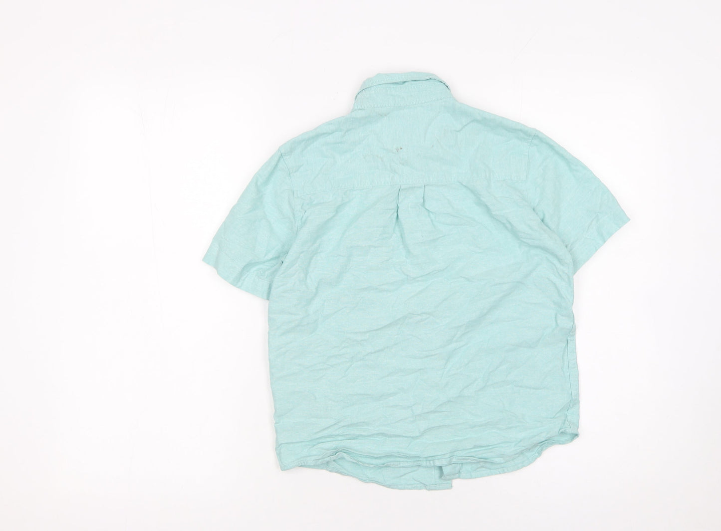 Old Navy Boys Green Button-Up Short Sleeve Cotton Shirt Size 8 Years
