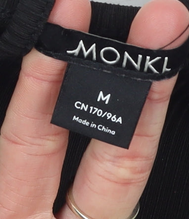 Monki Women Black Size 12 Sleeveless Halter Slip Dress