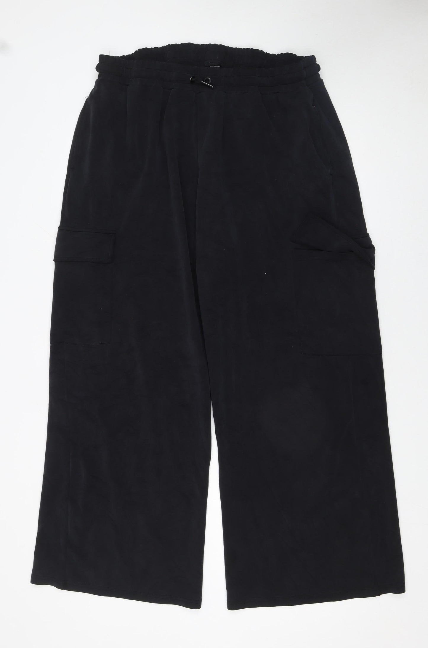 Dunnes Stores Womens Black XL Cargo Wide-Leg Elastic Waist Trousers