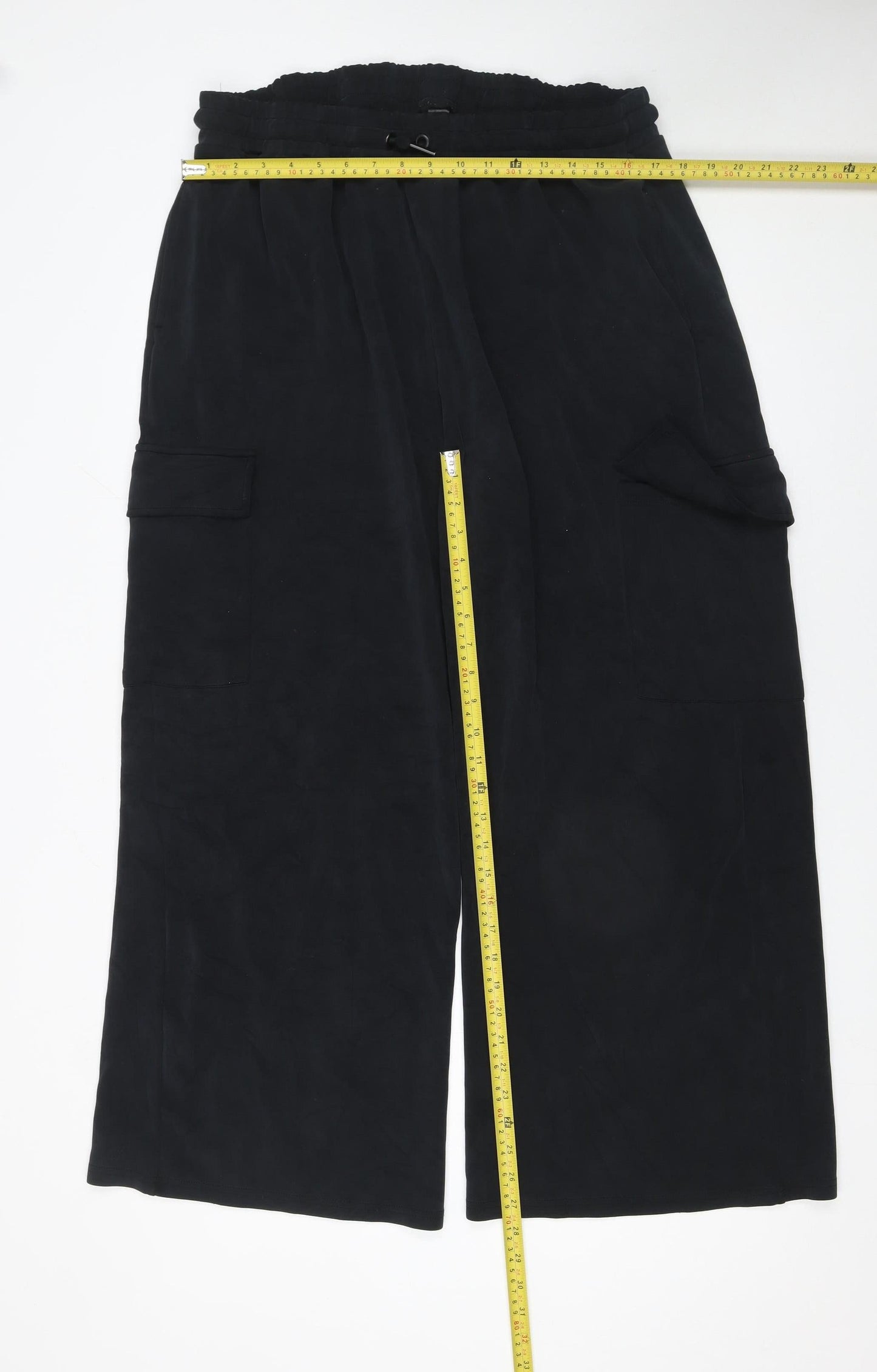 Dunnes Stores Womens Black XL Cargo Wide-Leg Elastic Waist Trousers