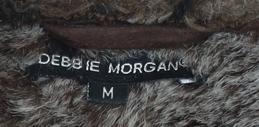 Debbie Morgan Women Brown Faux Shearling Knit Sleeve Jacket M