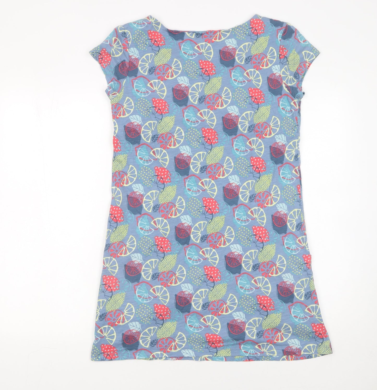 Lily & Me Womens Blue Floral Short Sleeve Shift Dress Size 8