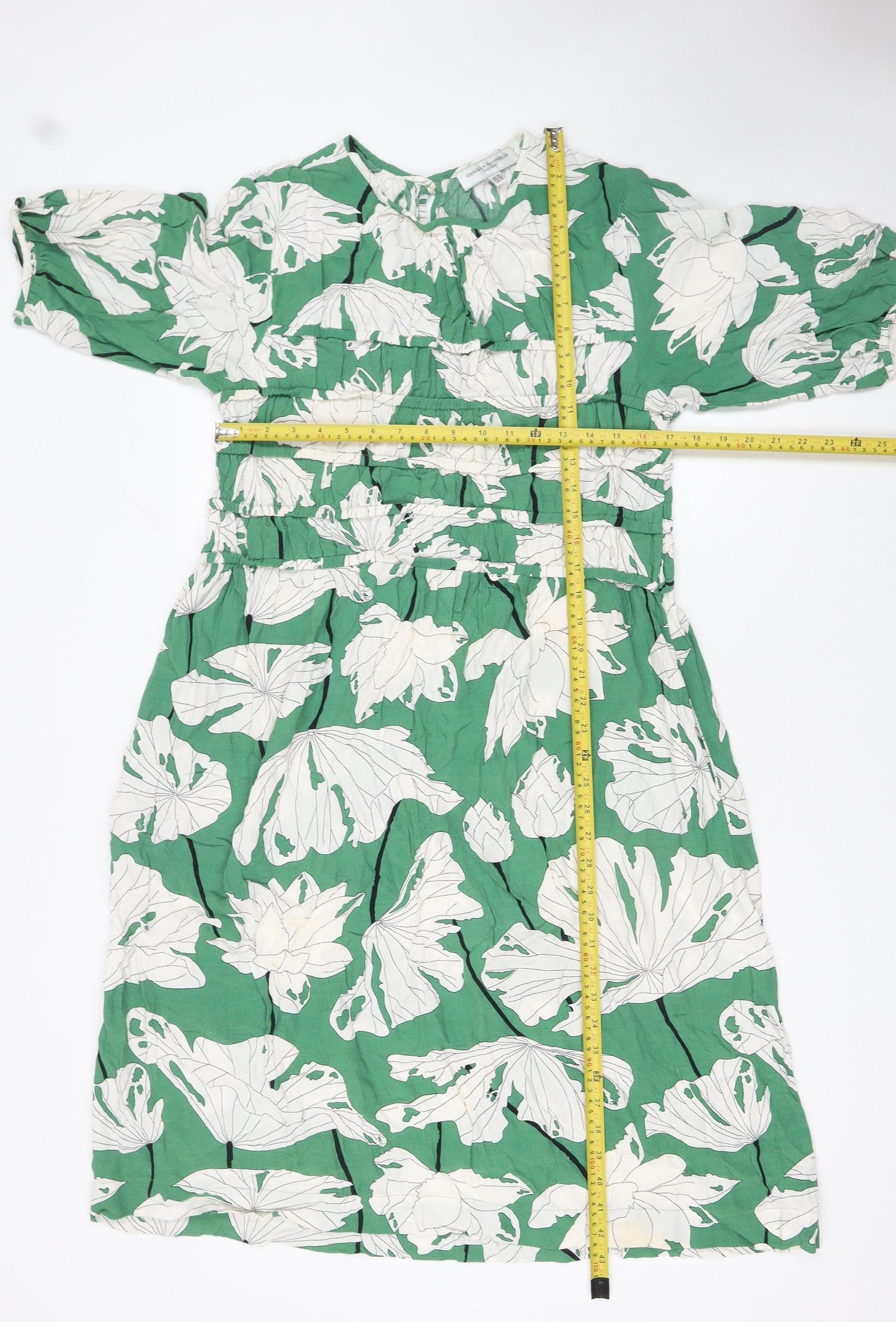 Carolyn Donnelly The Edit Womens Green Floral Cotton Knee Length A-Line Dress UK14
