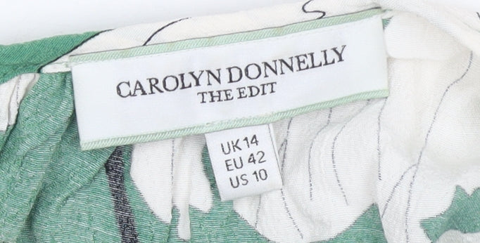 Carolyn Donnelly The Edit Womens Green Floral Cotton Knee Length A-Line Dress UK14
