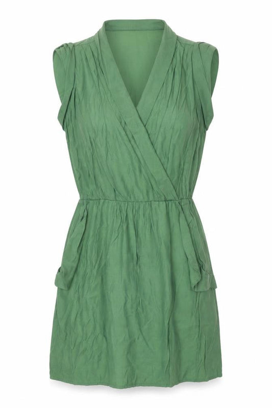 Louche Women Green Size 10 Sleeveless Short Wrap Dress