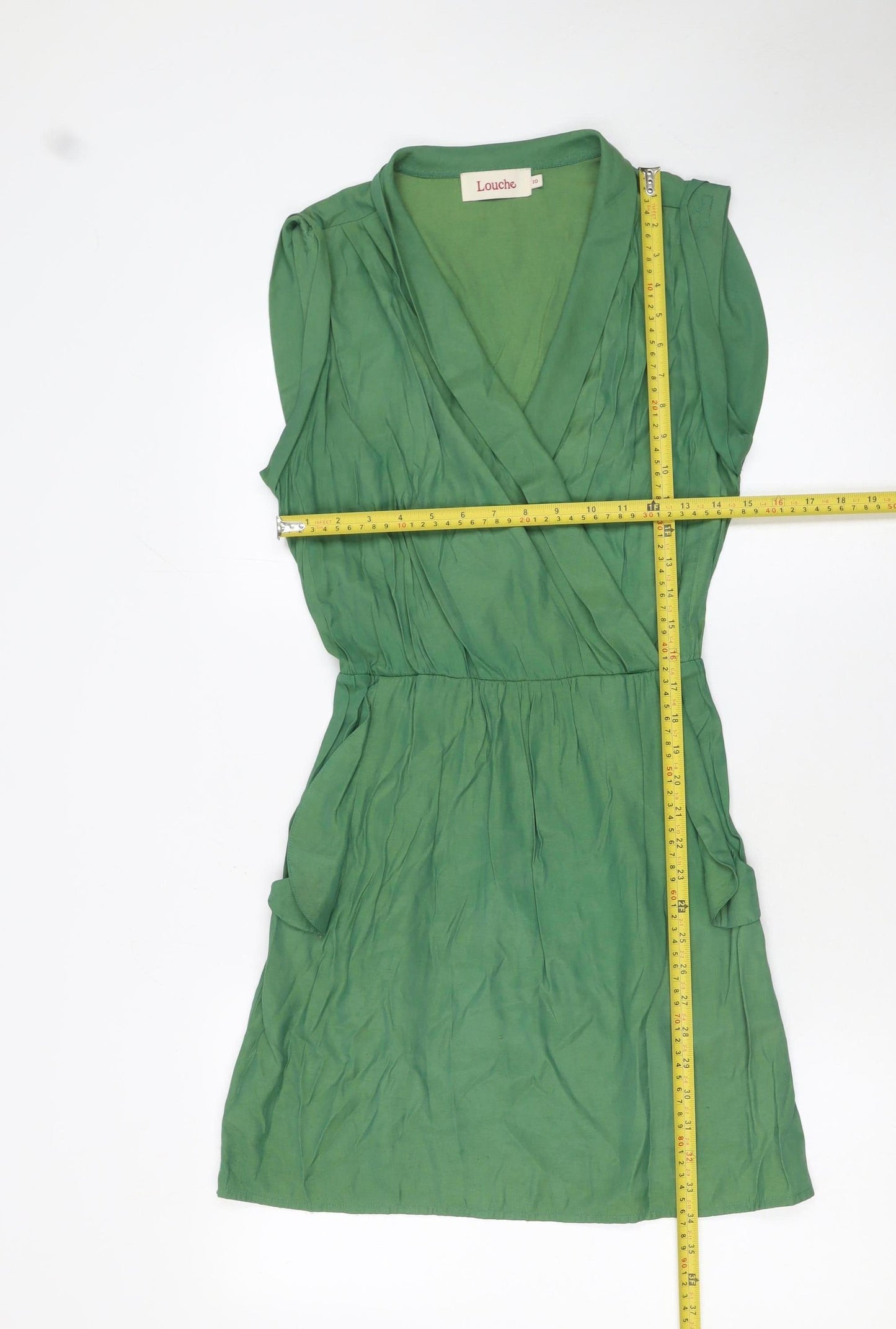 Louche Women Green Size 10 Sleeveless Short Wrap Dress