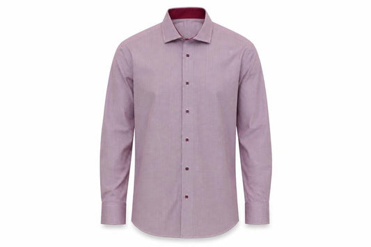 The White Company Men's Pink Check Tapered Cotton Blend Long Sleeve Button-Up Shirt 16.5in