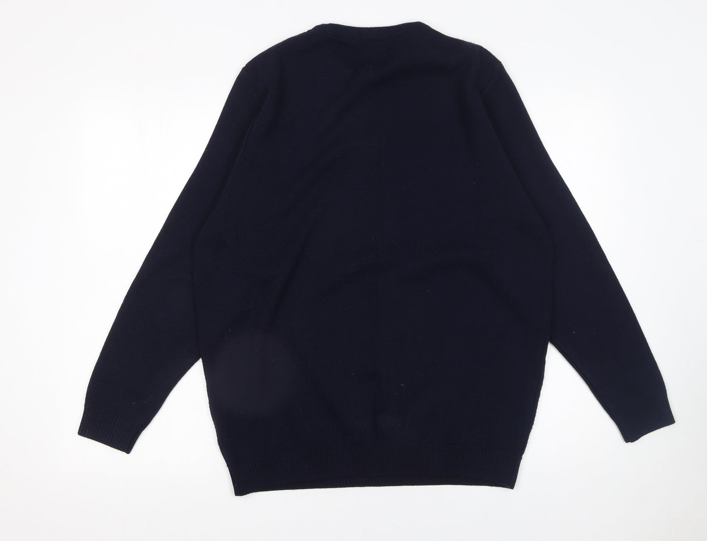 Boohoo Men’s Blue Christmas Peek-a-Boo Jumper Medium Crew Neck