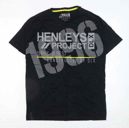 Henleys Project DLX Men's Black Graphic Print Cotton T-Shirt Size M