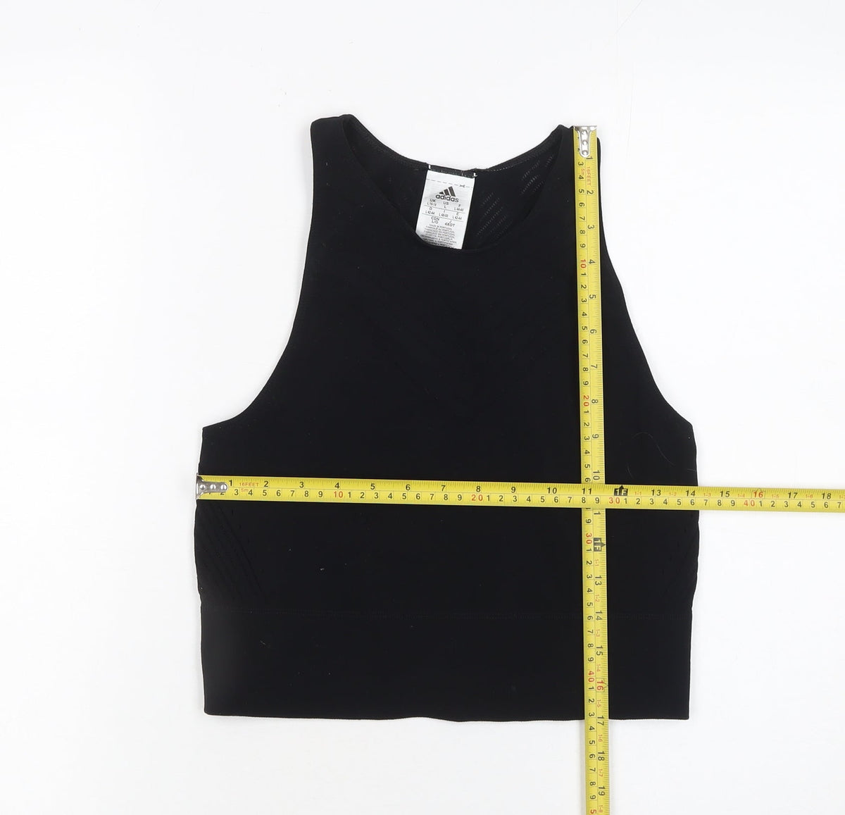 Adidas Womens Black High Neck Racerback Cropped Tank Top Size 16-18