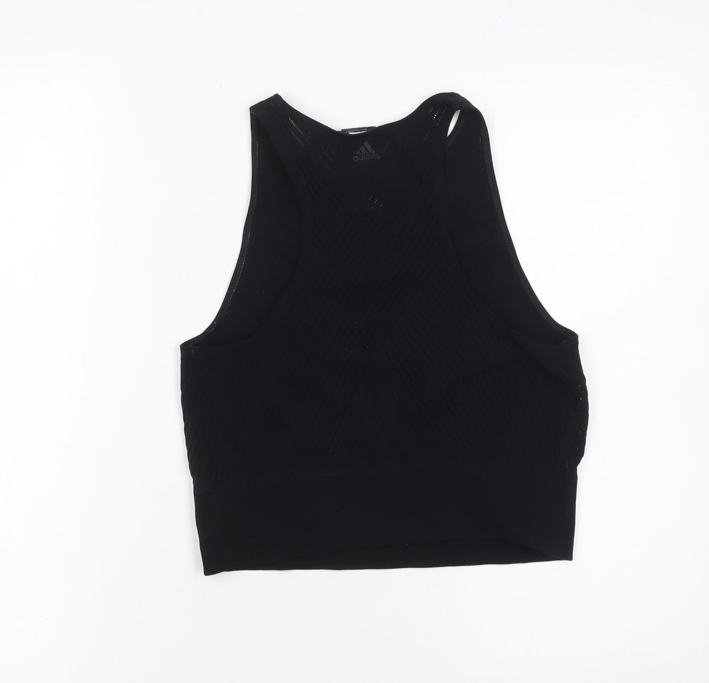 Adidas Womens Black High Neck Racerback Cropped Tank Top Size 16-18