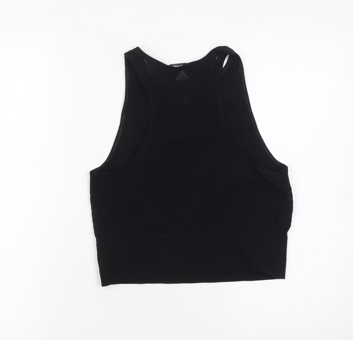 Adidas Womens Black High Neck Racerback Cropped Tank Top Size 16-18
