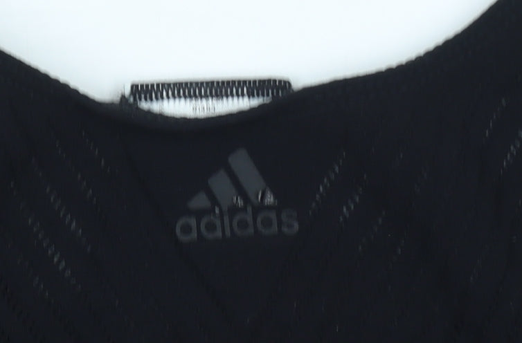 Adidas Womens Black High Neck Racerback Cropped Tank Top Size 16-18