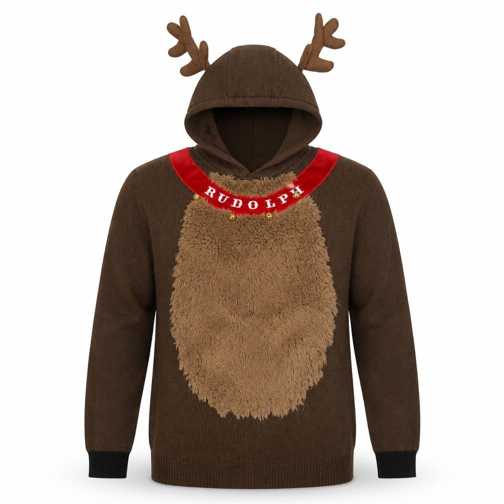 Next Men's Brown Rudolph Christmas Hooded Jumper Medium