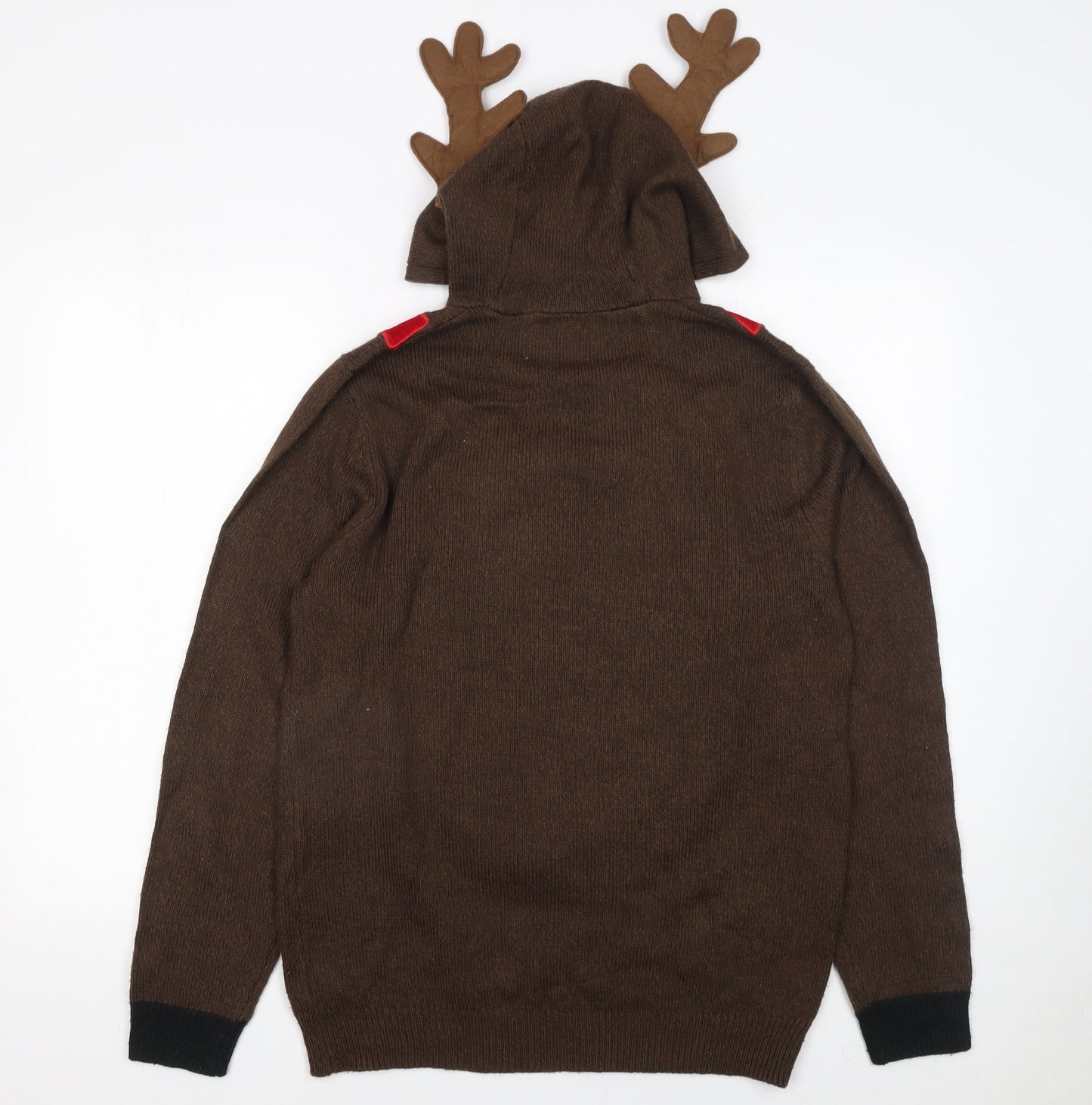 Next Men's Brown Rudolph Christmas Hooded Jumper Medium