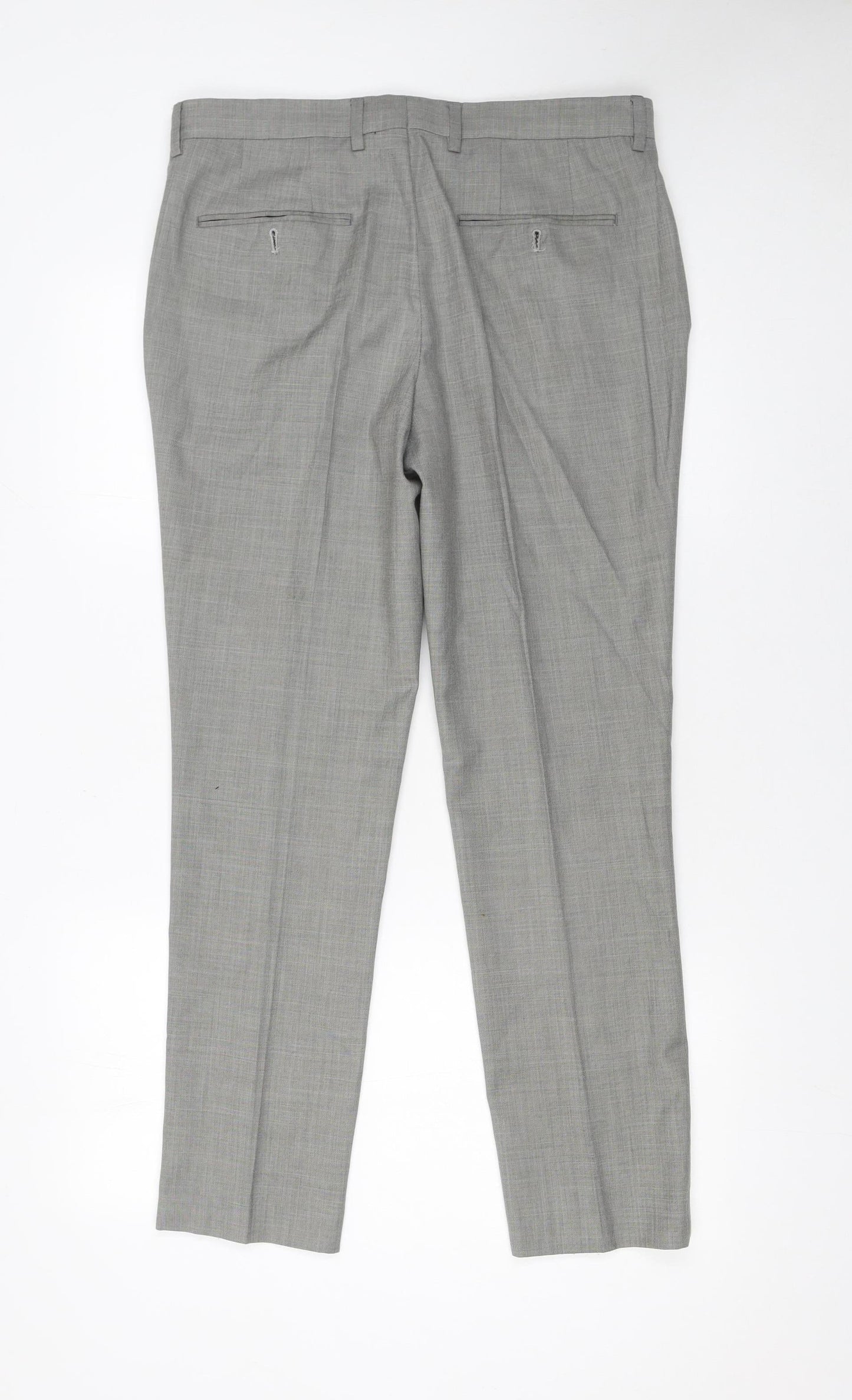 Topman Men's Grey Slim Fit Dress Trousers W32 L30 Polyester Blend