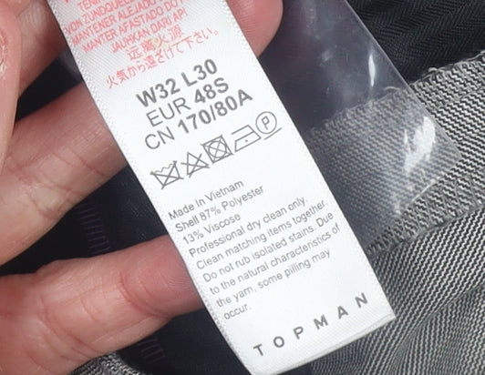 Topman Men's Grey Slim Fit Dress Trousers W32 L30 Polyester Blend