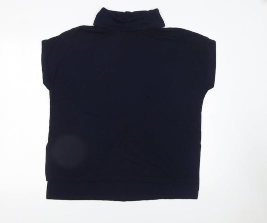 Warehouse Women’s Blue Roll Neck Short Sleeve T-Shirt Size 12