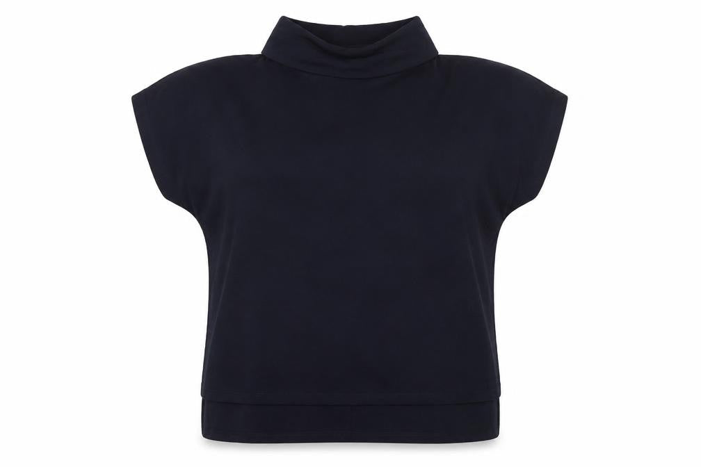 Warehouse Women’s Blue Roll Neck Short Sleeve T-Shirt Size 12