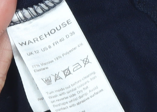 Warehouse Women’s Blue Roll Neck Short Sleeve T-Shirt Size 12
