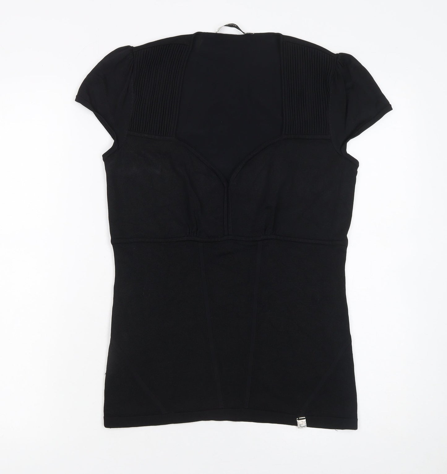 Karen Millen Women's Black Fitted Jersey Blouse Size 4
