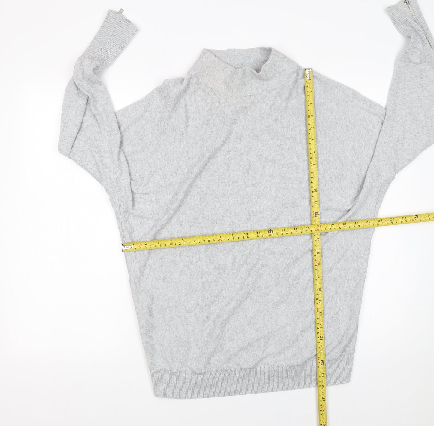 Mint Velvet Women's Grey Mock Neck Long Sleeve Jumper Size S