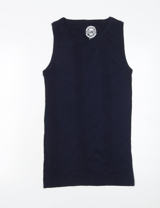 North West Women’s Blue Cotton Fitted Sleeveless Tank Top Size L