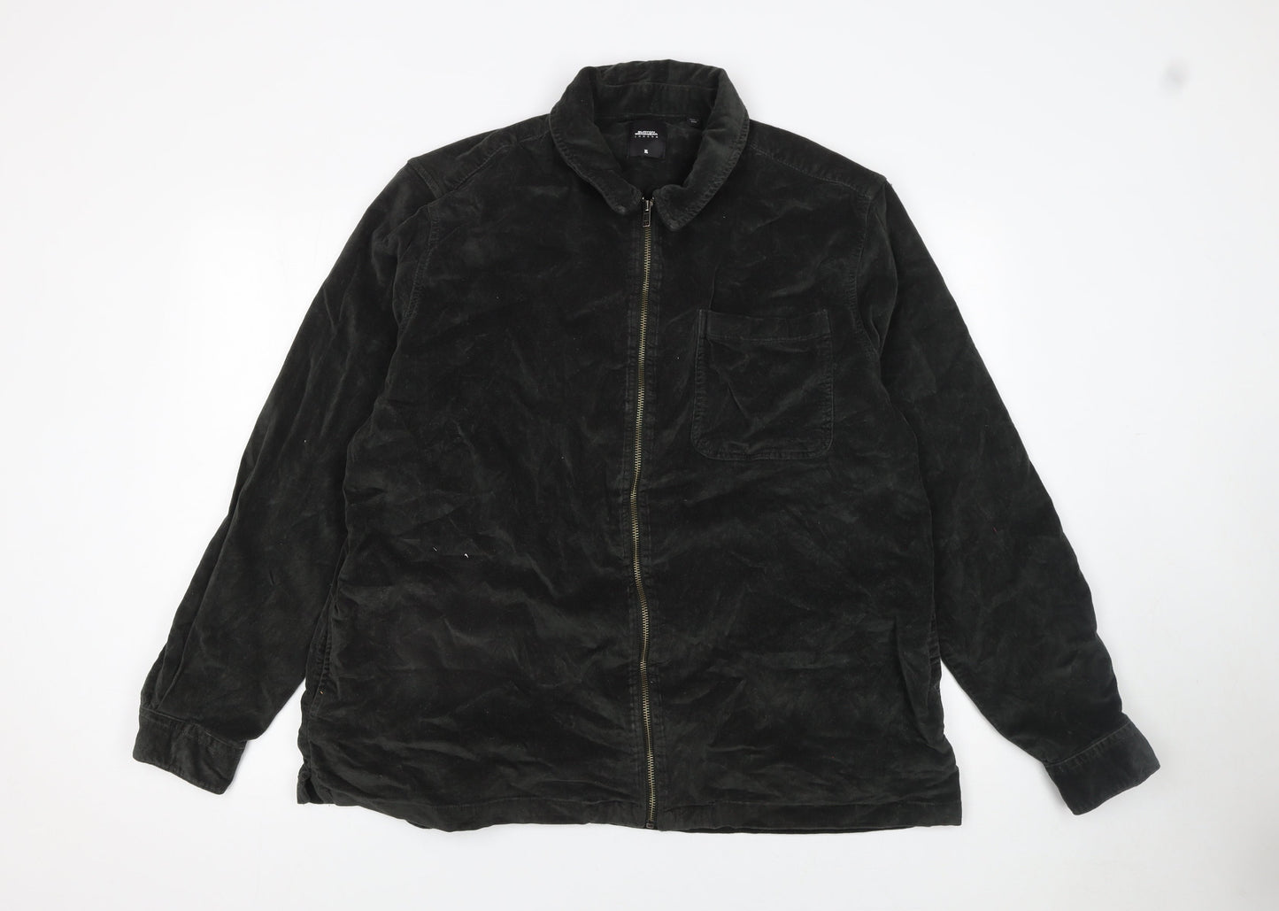 Burton Menswear Black XL Cotton Corduroy Zip Jacket for Men