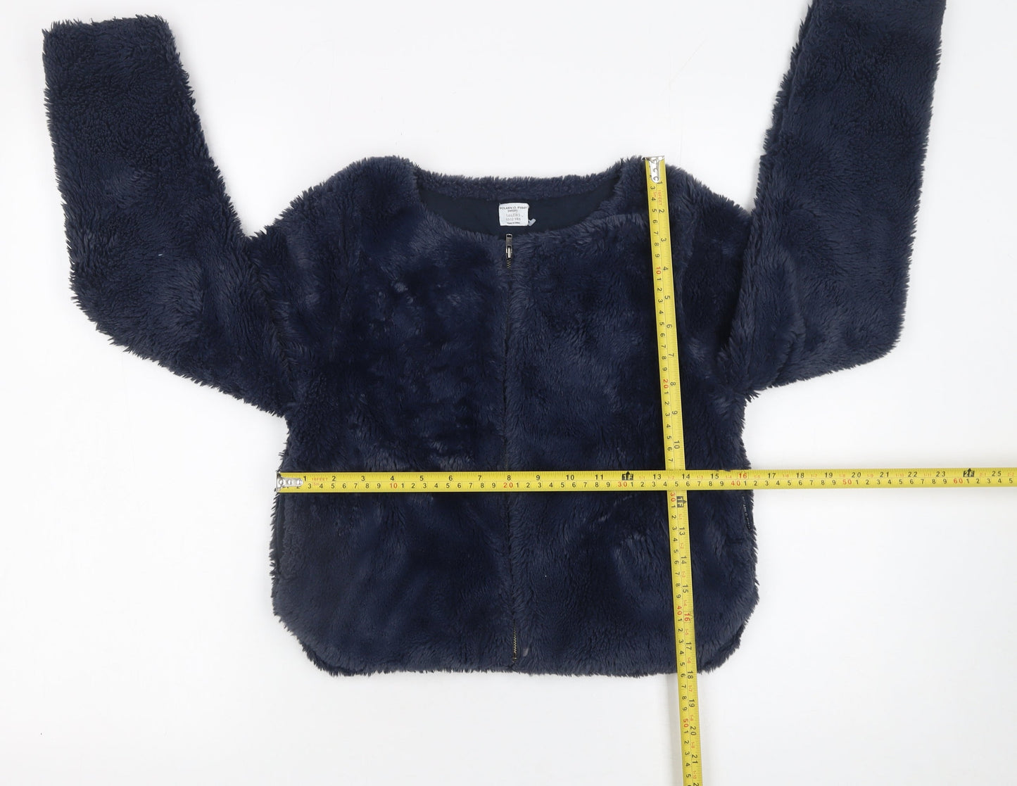 Polarn O. Pyret Girls Blue Faux Fur Zip Jacket 10-12 Years Lined Winter Coat