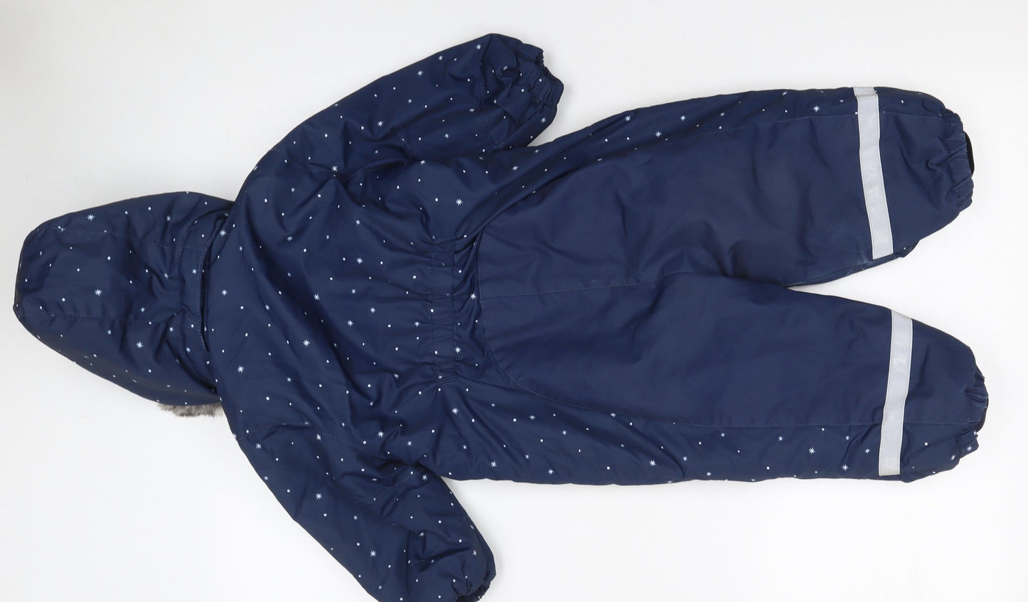 H&M Blue Star Print Waterproof Hooded Snowsuit 12-18 Months Unisex Winter