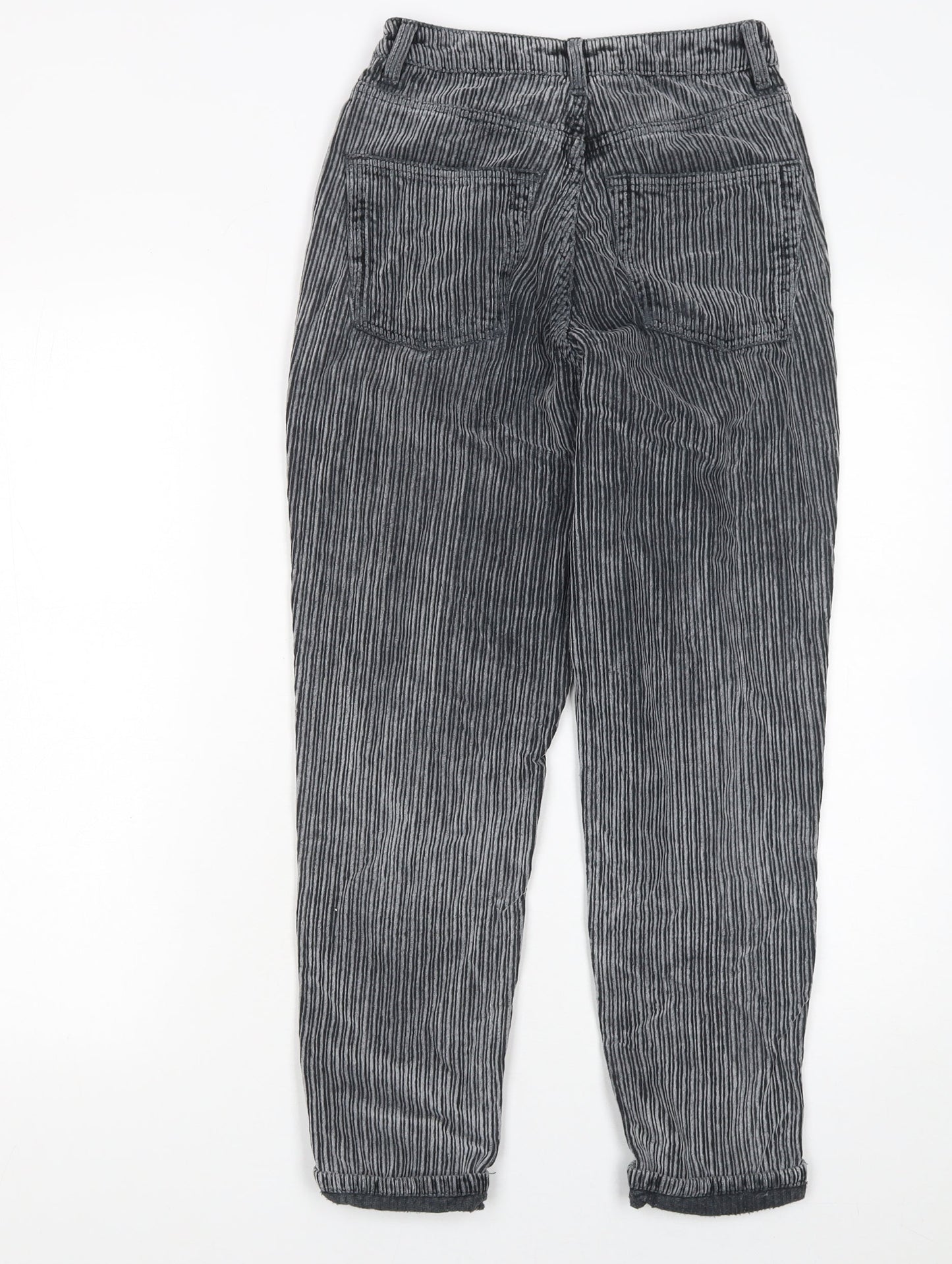 Topshop Womens Grey Striped Cotton Chino Trousers Size 8