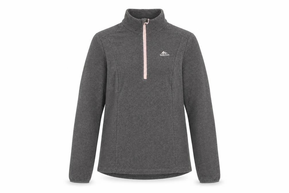 Quechua Women's Grey Fleece 1/2 Zip Pullover Sweatshirt Size S