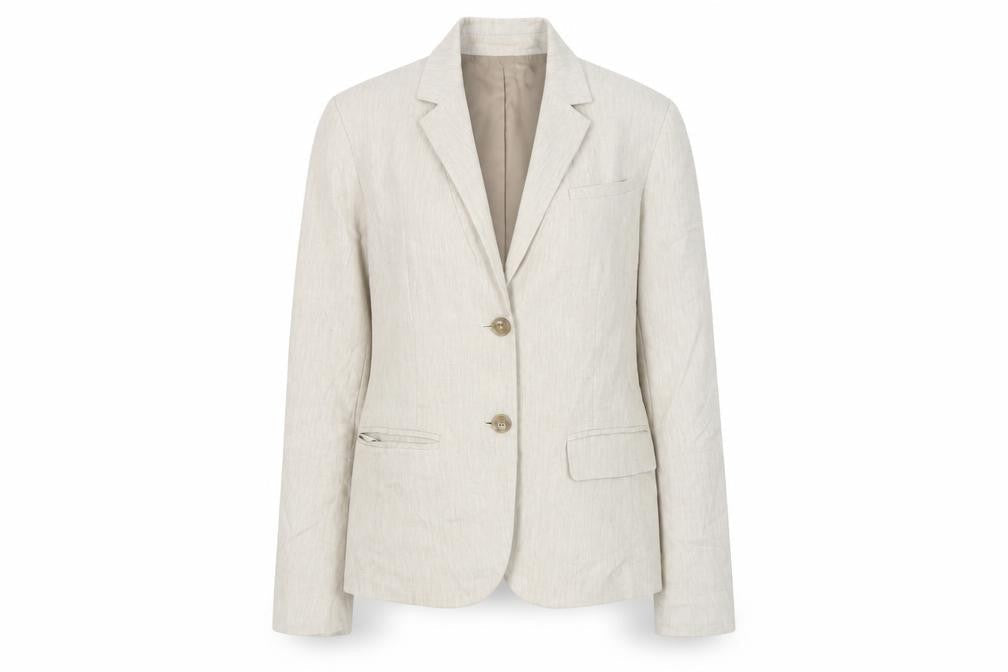 Gap Women Beige Linen Blend Two-Button Blazer UK 10