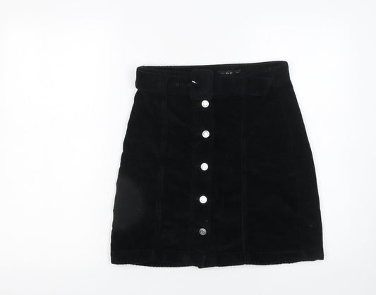 F&F Women's Black Corduroy A-Line Mini Skirt Size 6