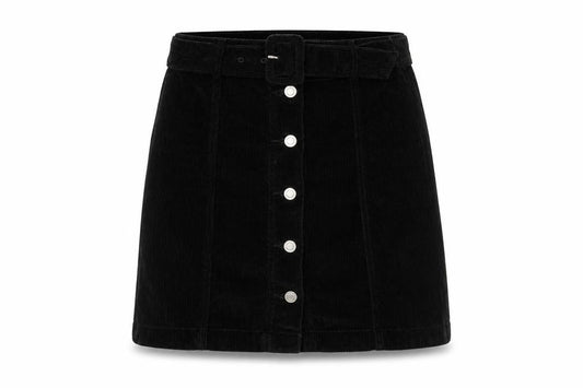 F&F Women's Black Corduroy A-Line Mini Skirt Size 6